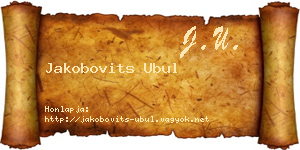 Jakobovits Ubul névjegykártya